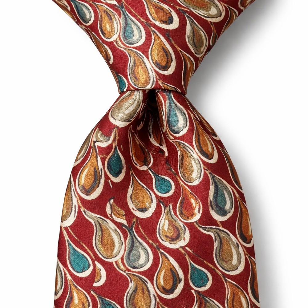 Vintage Christian Dior Monsieur‎ Neck Tie Silk Red Drops Length 57" Width 3.75"
